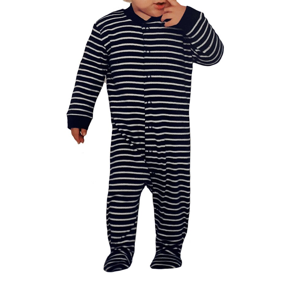 Salopeta bumbac organic Living Crafts baieti, alb/bleumarin, marimea 92 cm, 2 ani