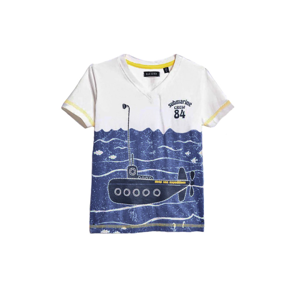 Tricou imprimat Blue Seven baieti, alb/albastru, marimea 110 cm, 5 ani