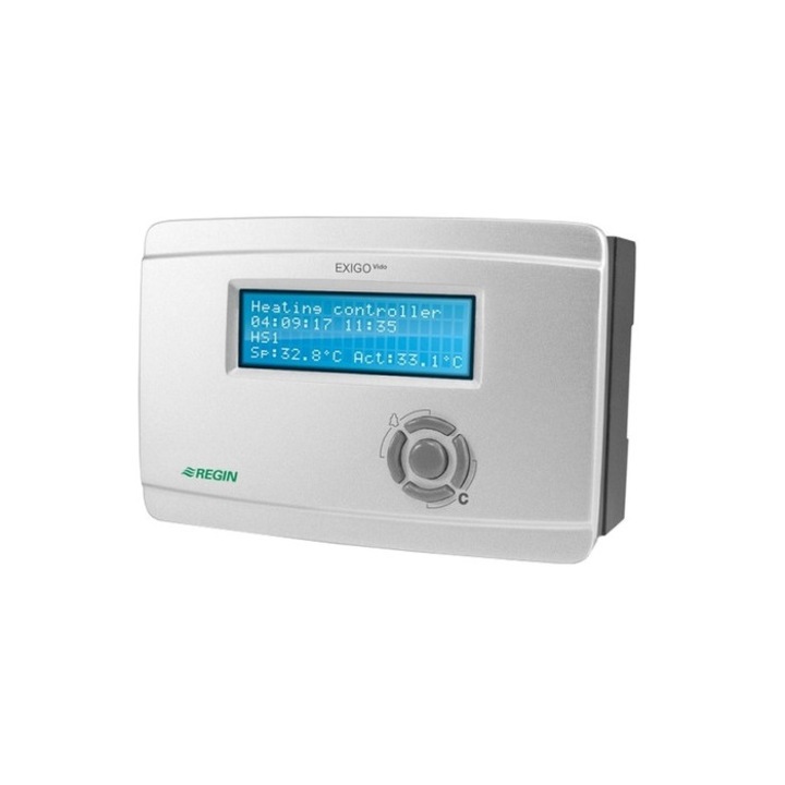 Regulator electronic Regin configurabil cu comunicatie, Exigo HCV190-D1, pentru control cazane in cascada, circuite de amestec si boilere, configurare din PC cu E-Tool, 230Vca, 19 intrari-iesiri, afisaj iluminat