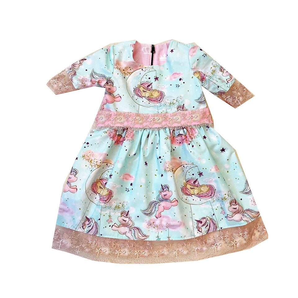 Rochie fetita, reversibila, patricia unicorn tiara, multicolora