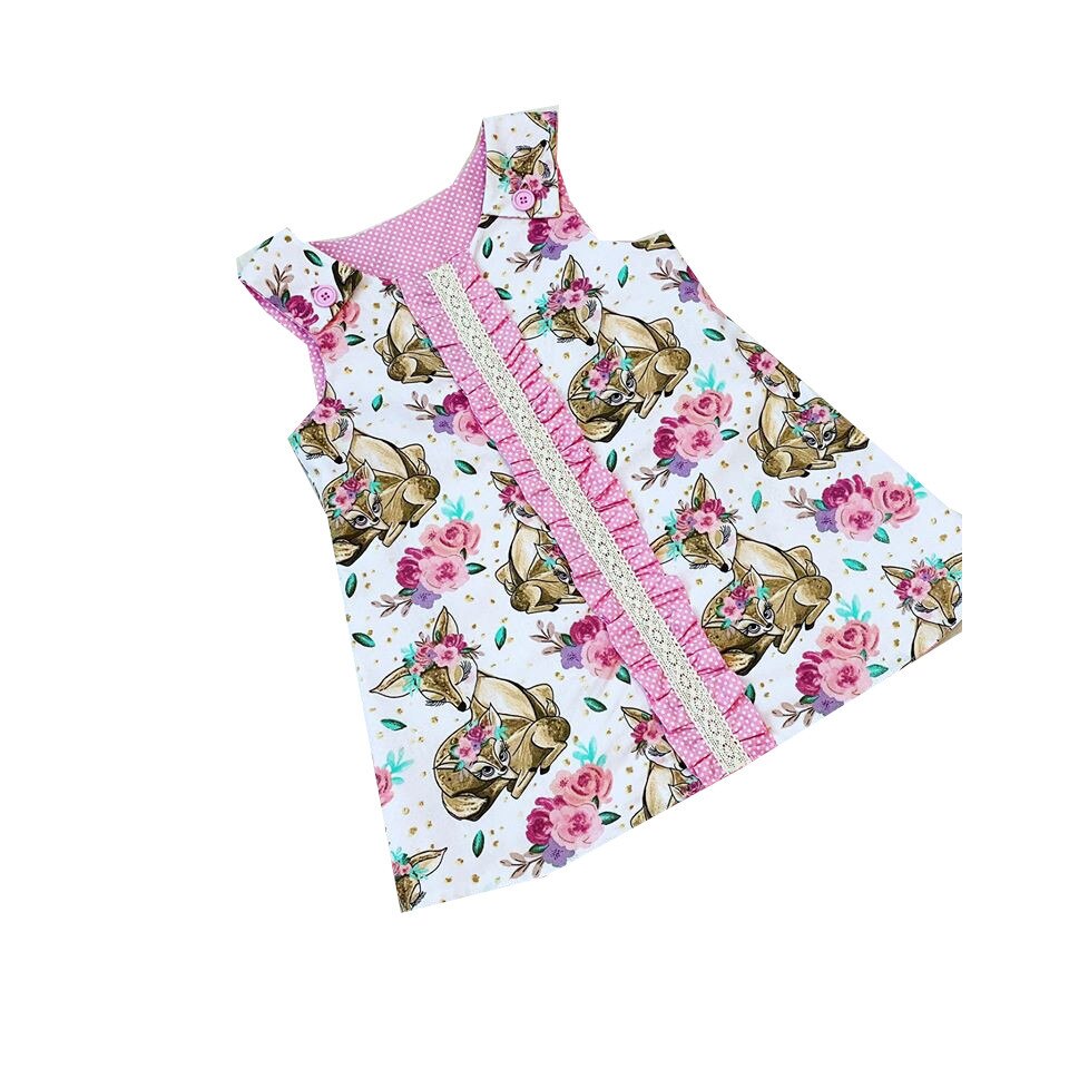 Rochie fetita,Bella, reversibila, model Lulu deer, multicolora, 4-5 ani