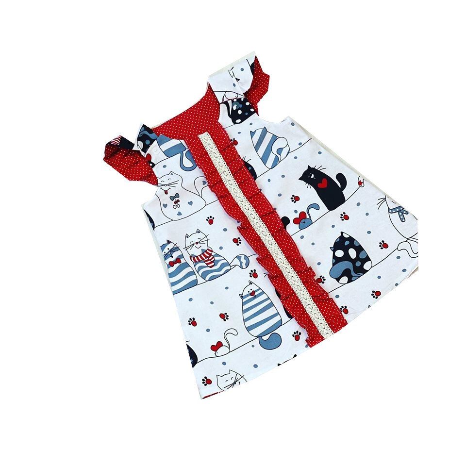 Rochie fetita, Bella, reversibila, model Lulu, multicolora