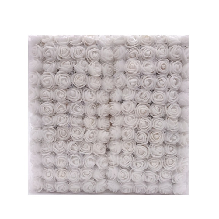 Set de 144 trandafiri de spuma, de 2 cm, crem