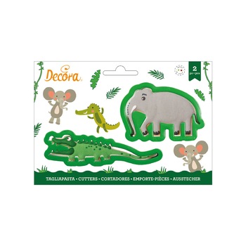 Set decupatoare din plastic elefant si crocodil, 2 bucati, Verde, Decora Set decupatoare din plastic elefant si crocodil, 2 bucati, Verde, Decora