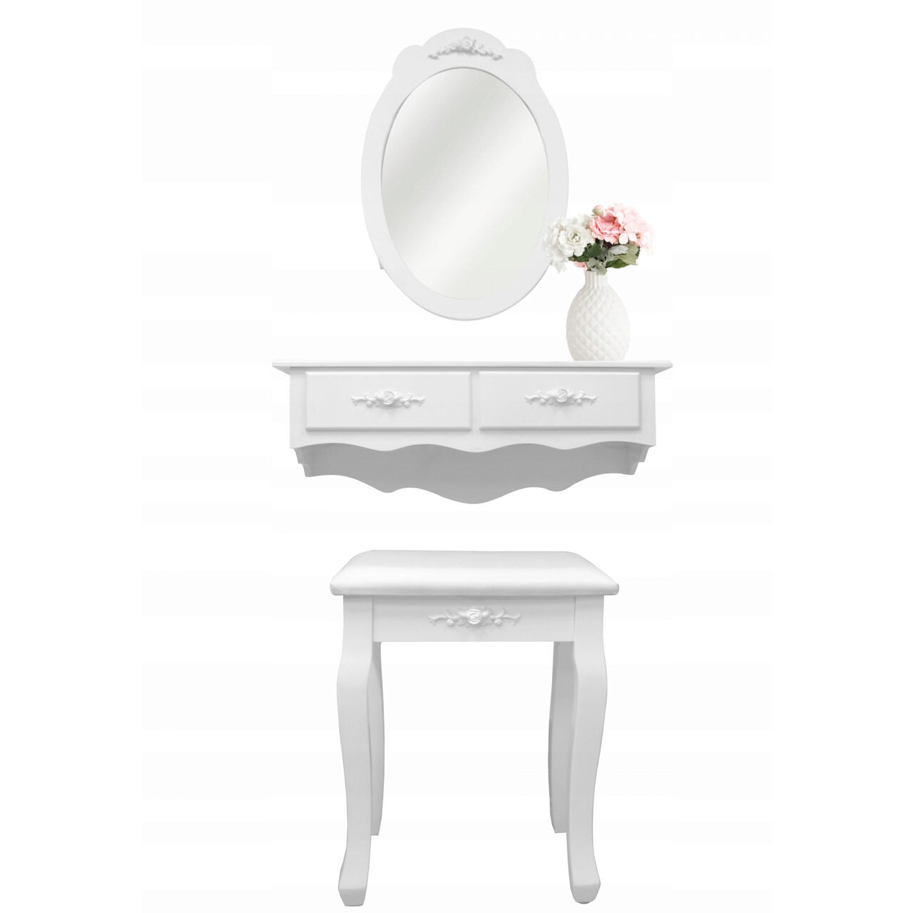 Isolate Fine Rose Masa de toaleta/machiaj, suspendata, cu oglinda si scaun - eMAG.ro