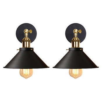 Set 2 aplice din metal, Stoex, Retro Edison Style, E27, 22 cm diametru, Negru/Alama antichizata Set 2 aplice din metal, Stoex, Retro Edison Style, E27, 22 cm diametru, Negru/Alama antichizata