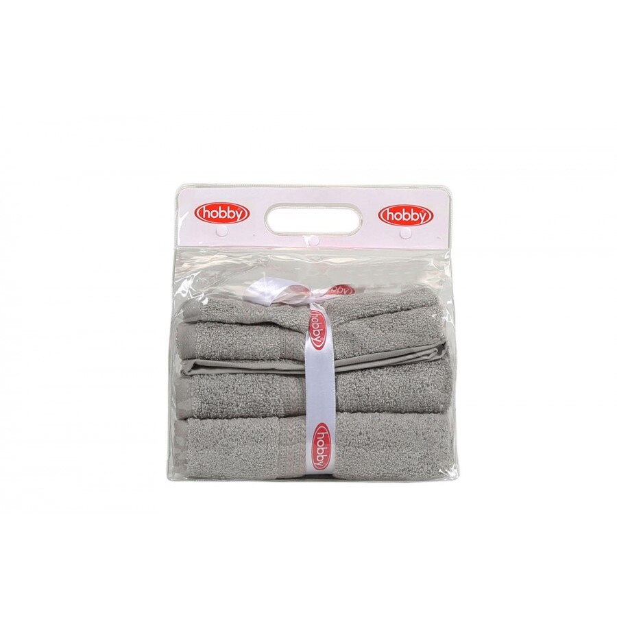 Set 3 prosoape bumbac 100%,Hobby Home, dimensiuni 30x50cm, 50x90cm, 70x140cm, Gri