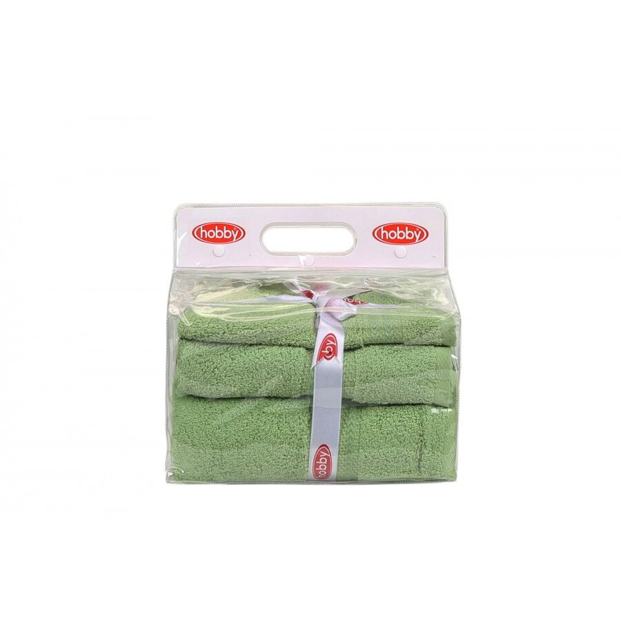 Set 3 prosoape bumbac 100%,Hobby Home, dimensiuni 30x50cm, 50x90cm, 70x140cm, Verde