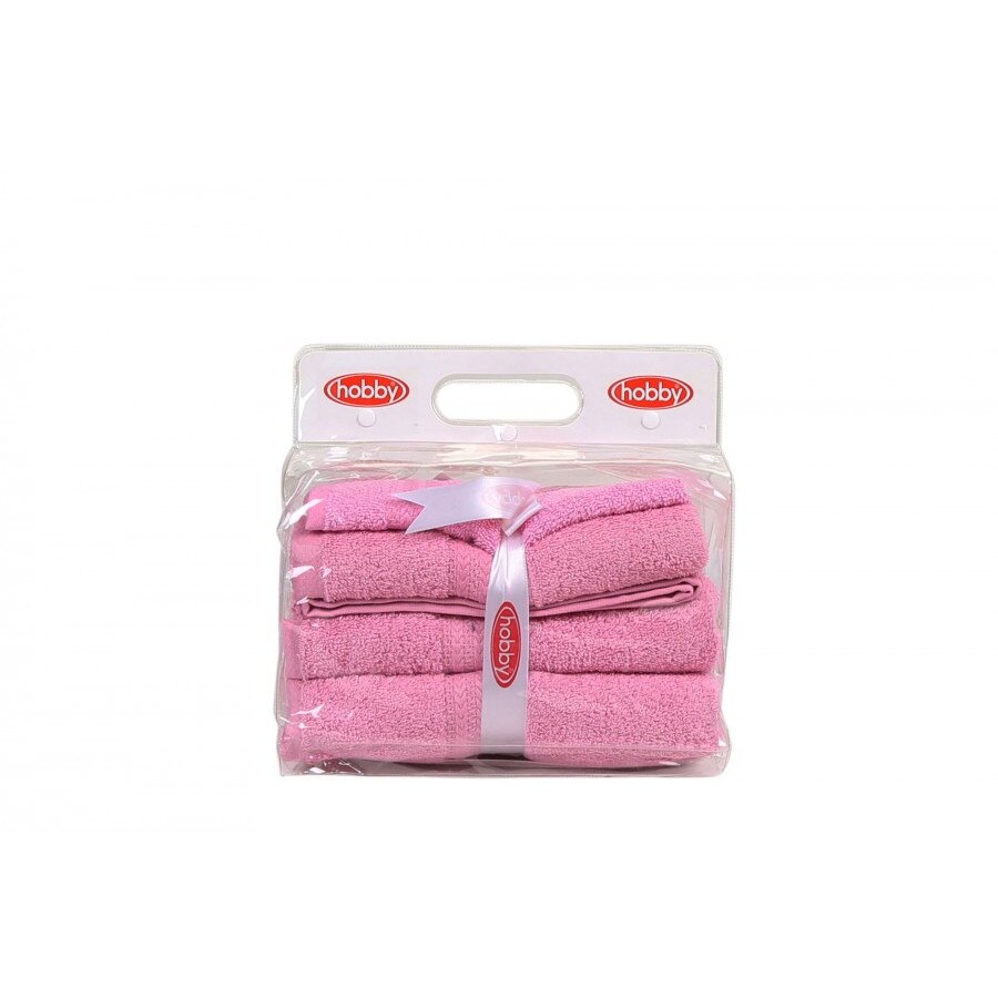 Set 3 prosoape bumbac 100%,Hobby Home, dimensiuni 30x50cm, 50x90cm, 70x140cm, Roz