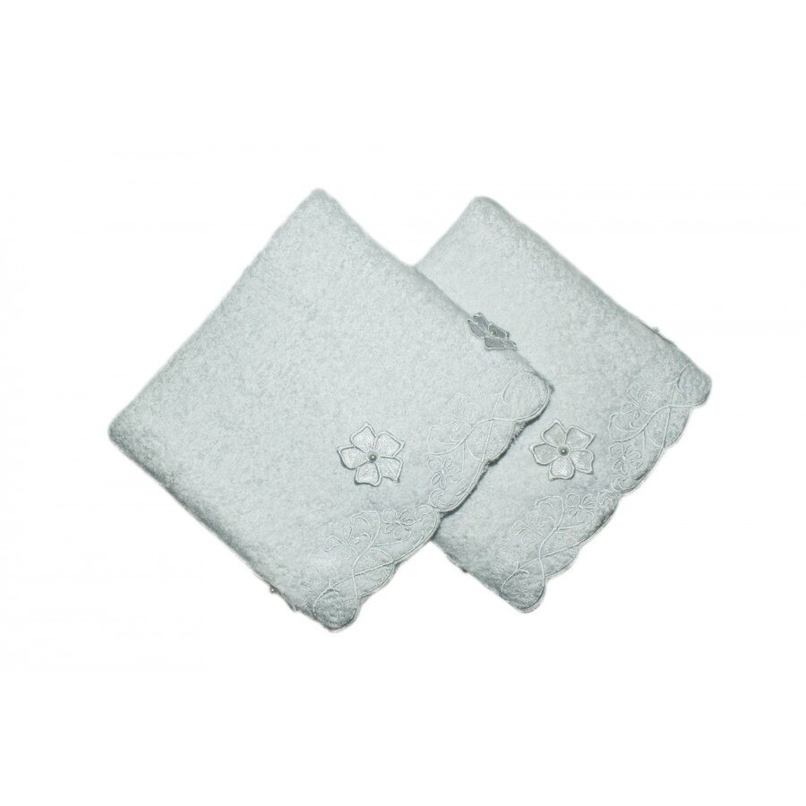 Set 2 Prosoape Daisy cu broderie 50x90cm, Bahar Home, Alb