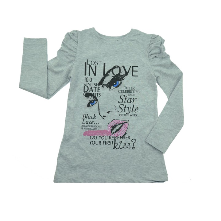 Bluza cu maneca lunga pentru fete Wendee FS39140-1G-98, Gri 26157