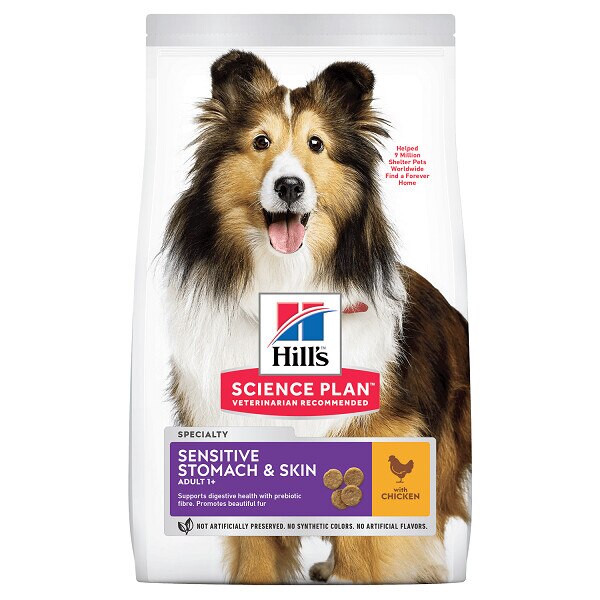Hrana Uscata pentru Caini, Hill's Science Plan Adult Medium, Sensitive Stomach & Skin, 2,5 kg