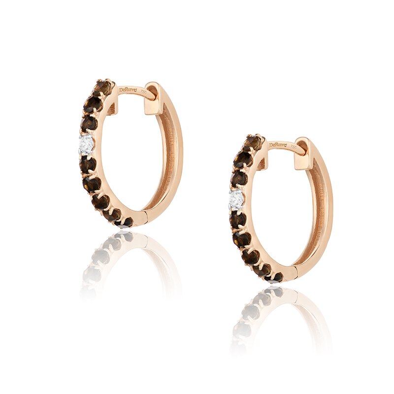 Cercei Deruvo Aur 18k Diamante, Smoky Quartz ESAE02436D-SQDR