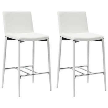 Set de 2 scaune de bar, vidaXL, Piele ecologica/Otel, 45 x 44 x 100 cm, Alb Set de 2 scaune de bar, vidaXL, Piele ecologica/Otel, 45 x 44 x 100 cm, Alb