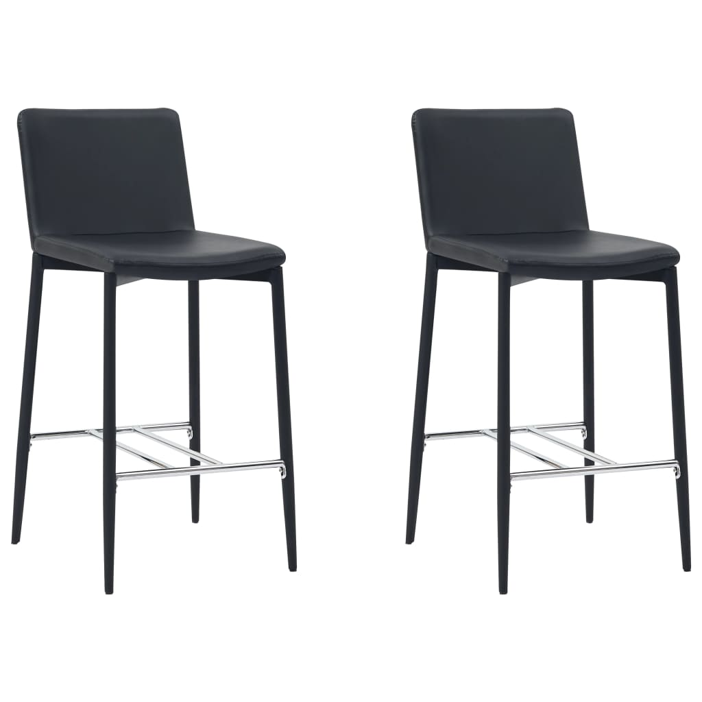 Set de 2 scaune de bar, vidaXL, Piele ecologica/Otel, 45 x 44 x 100 cm, Negru