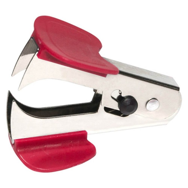 10 db-os DONAU fém kapocseltávolító készlet zárrendszerrel, piros színű, irodai körömeltávolítóval