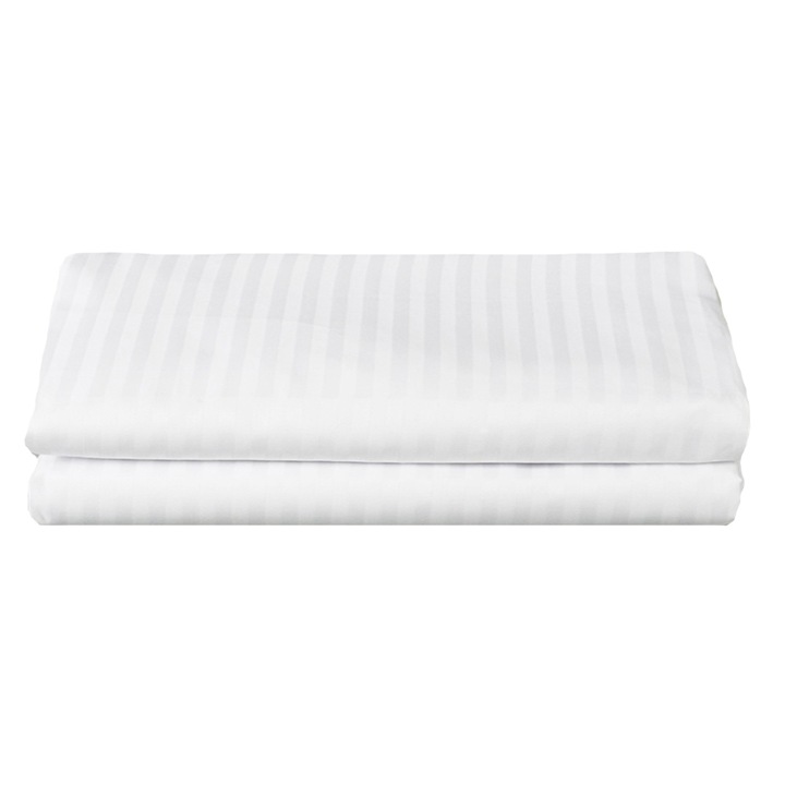 Комплект 2 броя чаршафа Kotonia Home Hotel Line, 100% Памук, Дамаска, 200x240 см, Бял