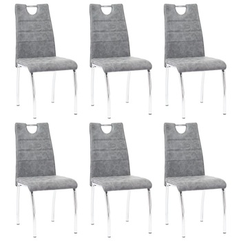 Set 6 scaune bucatarie, vidaXL, Piele ecologica, 45 x 60 x 94 cm, Gri Set 6 scaune bucatarie, vidaXL, Piele ecologica, 45 x 60 x 94 cm, Gri