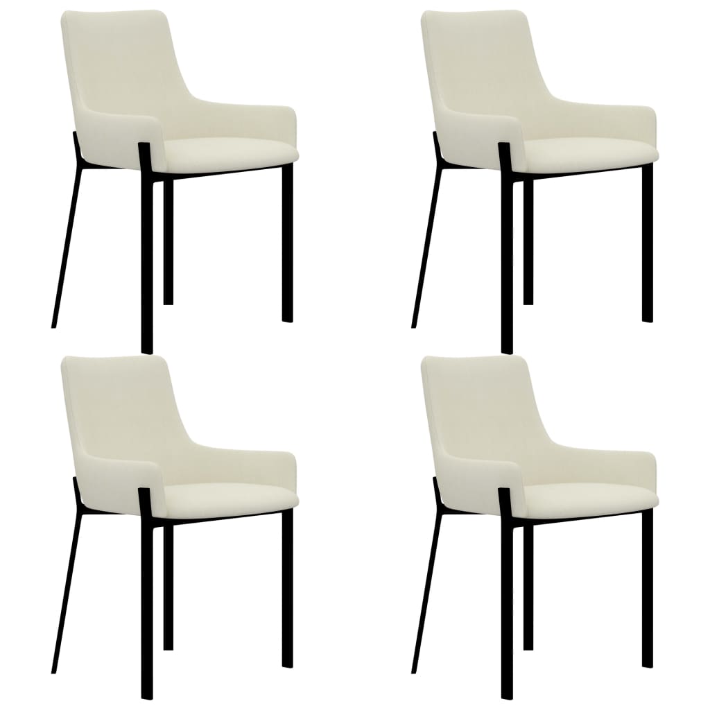 Set 4 scaune bucatarie, vidaXL, Otel/Textil, 53 x 59 x 81 cm, Crem