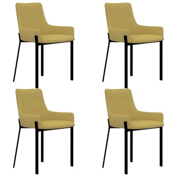 Set 4 scaune bucatarie, vidaXL, Otel/Textil, 53 x 59 x 81 cm, Galben