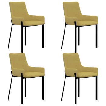 Set 4 scaune bucatarie, vidaXL, Otel/Textil, 53 x 59 x 81 cm, Galben Set 4 scaune bucatarie, vidaXL, Otel/Textil, 53 x 59 x 81 cm, Galben