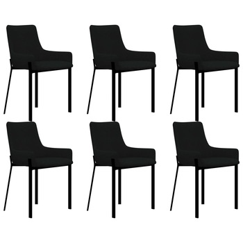 Set 6 scaune bucatarie, vidaXL, Otel/Textil, 53 x 59 x 81 cm, Negru Set 6 scaune bucatarie, vidaXL, Otel/Textil, 53 x 59 x 81 cm, Negru