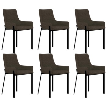 Set 6 scaune bucatarie, vidaXL, Otel/Textil, 53 x 59 x 81 cm, Maro inchis
