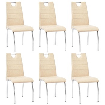 Set 6 scaune bucatarie, vidaXL, Piele ecologica, 45 x 60 x 94 cm, Crem Set 6 scaune bucatarie, vidaXL, Piele ecologica, 45 x 60 x 94 cm, Crem