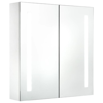 Dulap de baie cu oglinda si LED, vidaXL, MDF, 62 x 14 x 60 cm, Alb Dulap de baie cu oglinda si LED, vidaXL, MDF, 62 x 14 x 60 cm, Alb