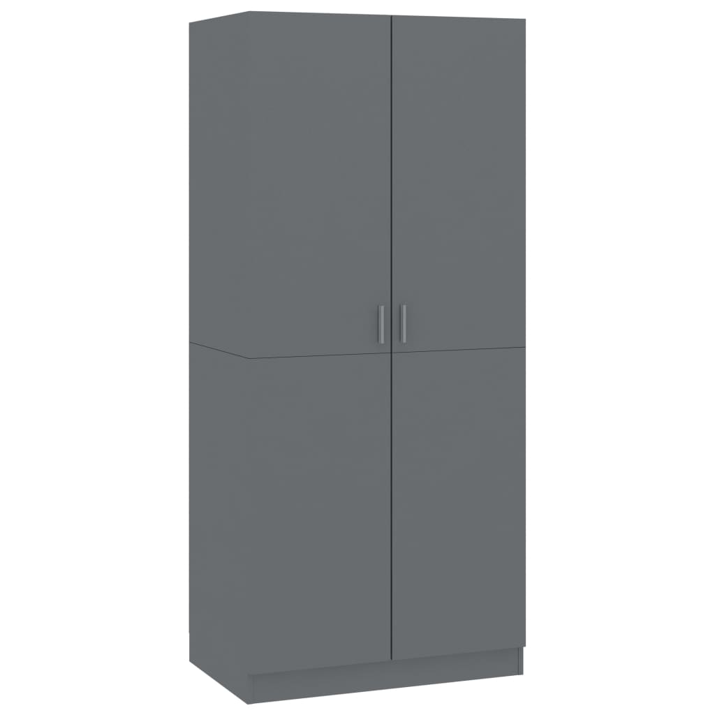 Dulap 2 usi, vidaXL, PAL extralucios, 80x52x180 cm, Gri