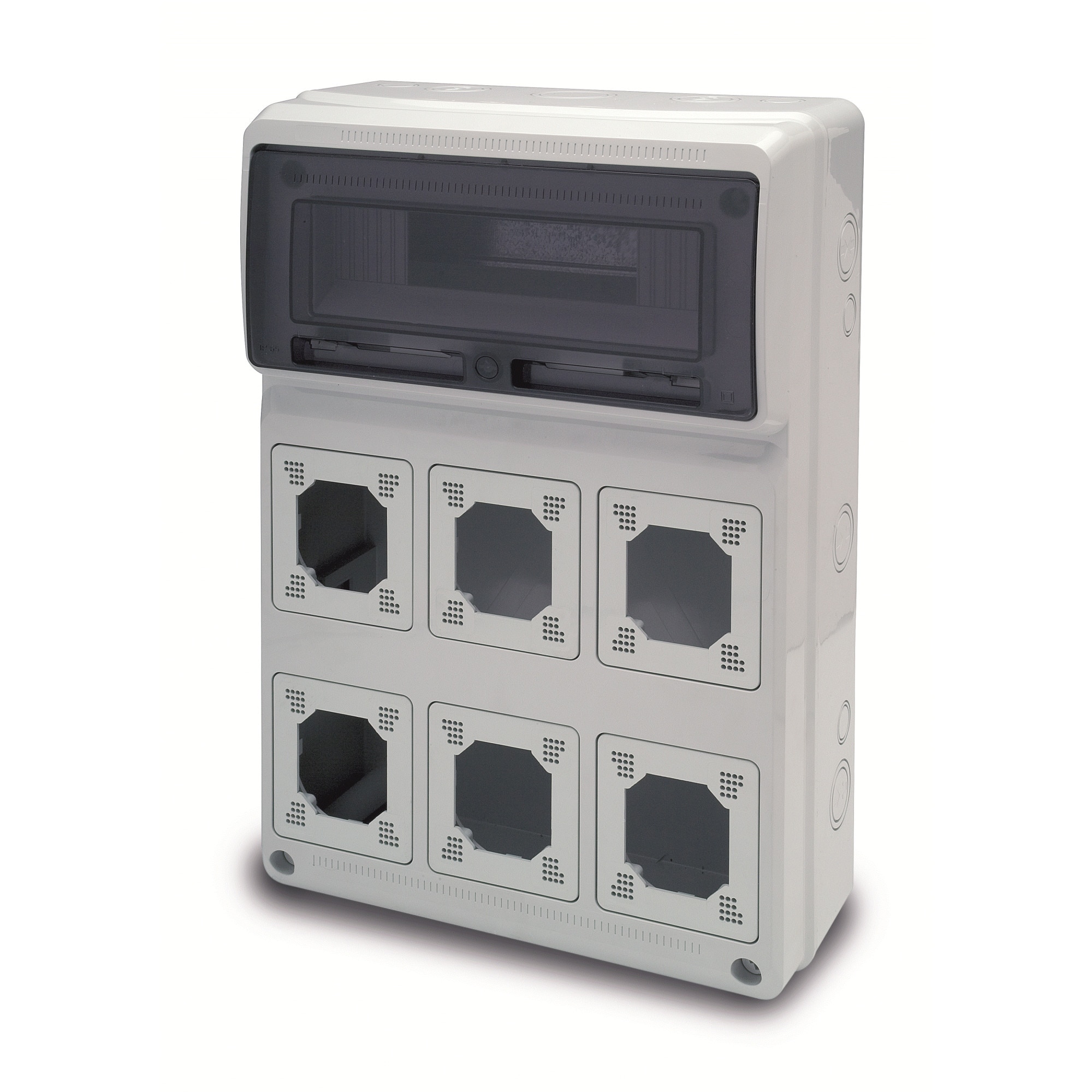 Tablou electric IP65 16L Famatel cu loc pentru prize predecupat extra