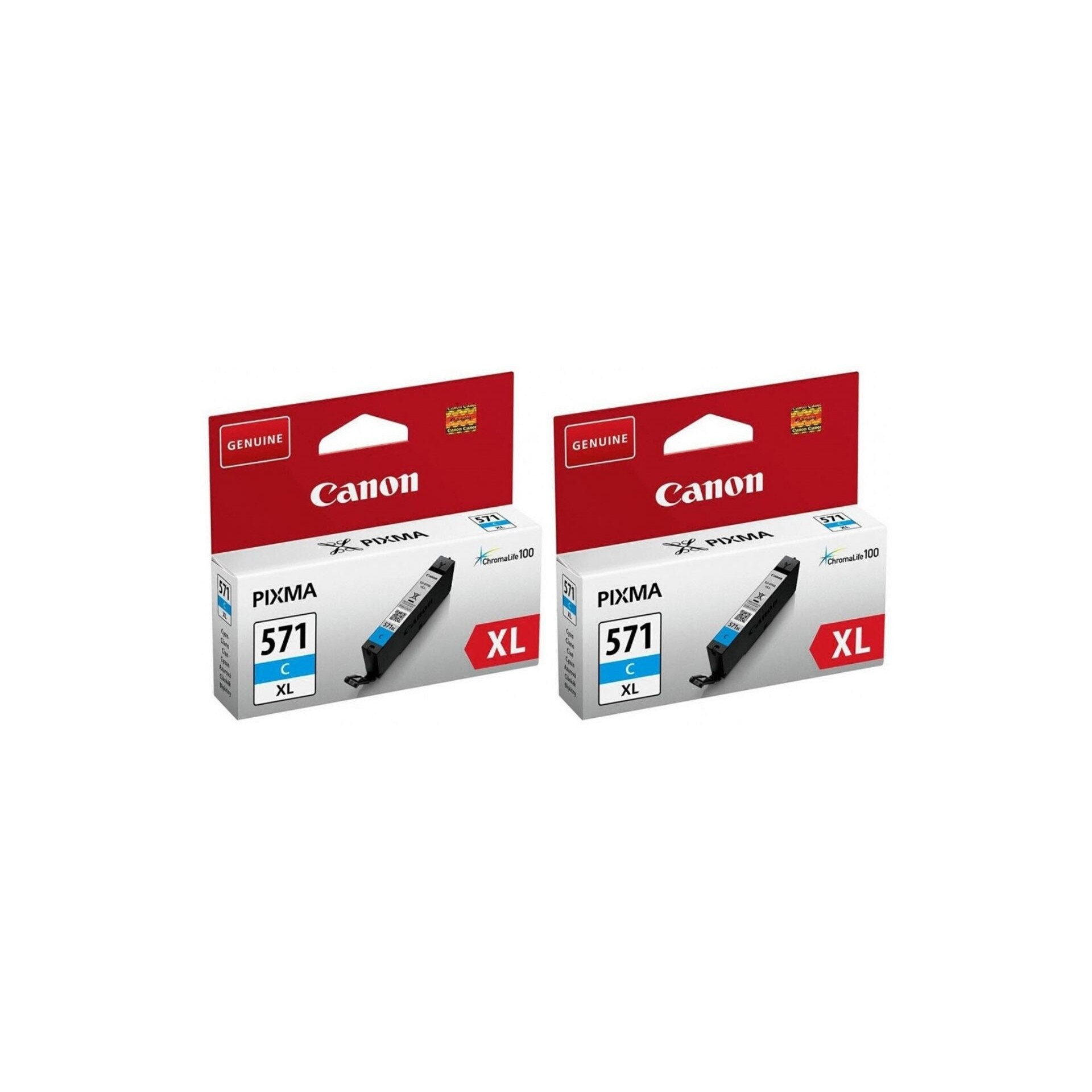 Pachet cartuse cerneala CLI-571C XL cyan x2 Canon original 1360 pagini