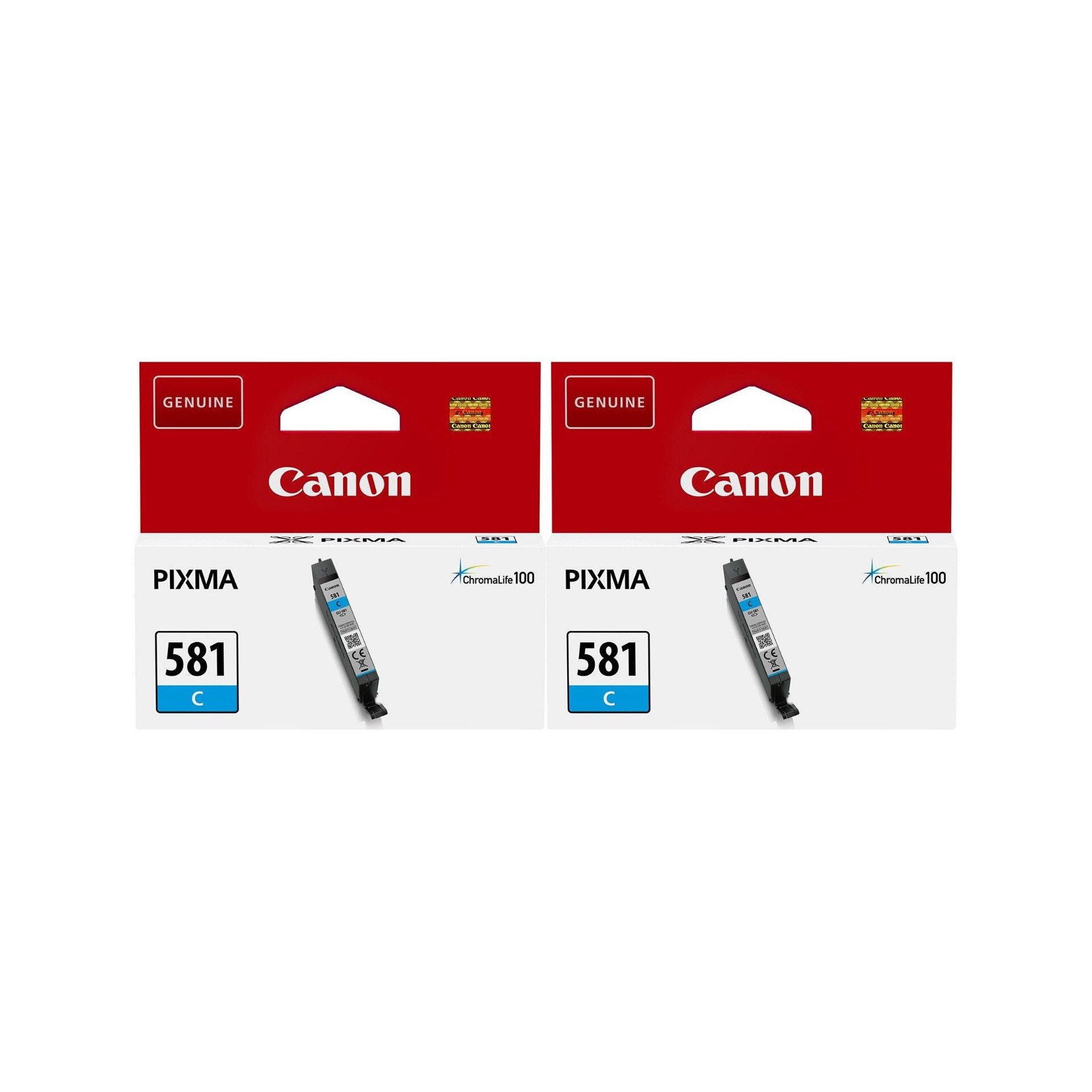 Pachet cartuse cerneala CLI-581C cyan x2 Canon original 518 pagini