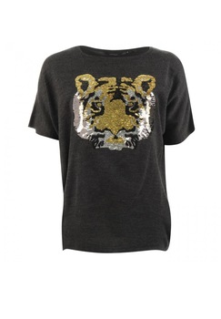 Tricou de dama cu paiete Golddigga Sequin Tiger, Gri, M Tricou de dama cu paiete Golddigga Sequin Tiger, Gri, M