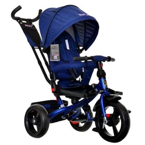 Tricicleta cu pozitie de somn, scaun reversibil, 8-36 luni, roata plina, Albastru