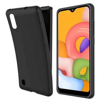 Husa protectie din silicon, Samsung Galaxy A01, Negru Husa protectie din silicon, Samsung Galaxy A01, Negru