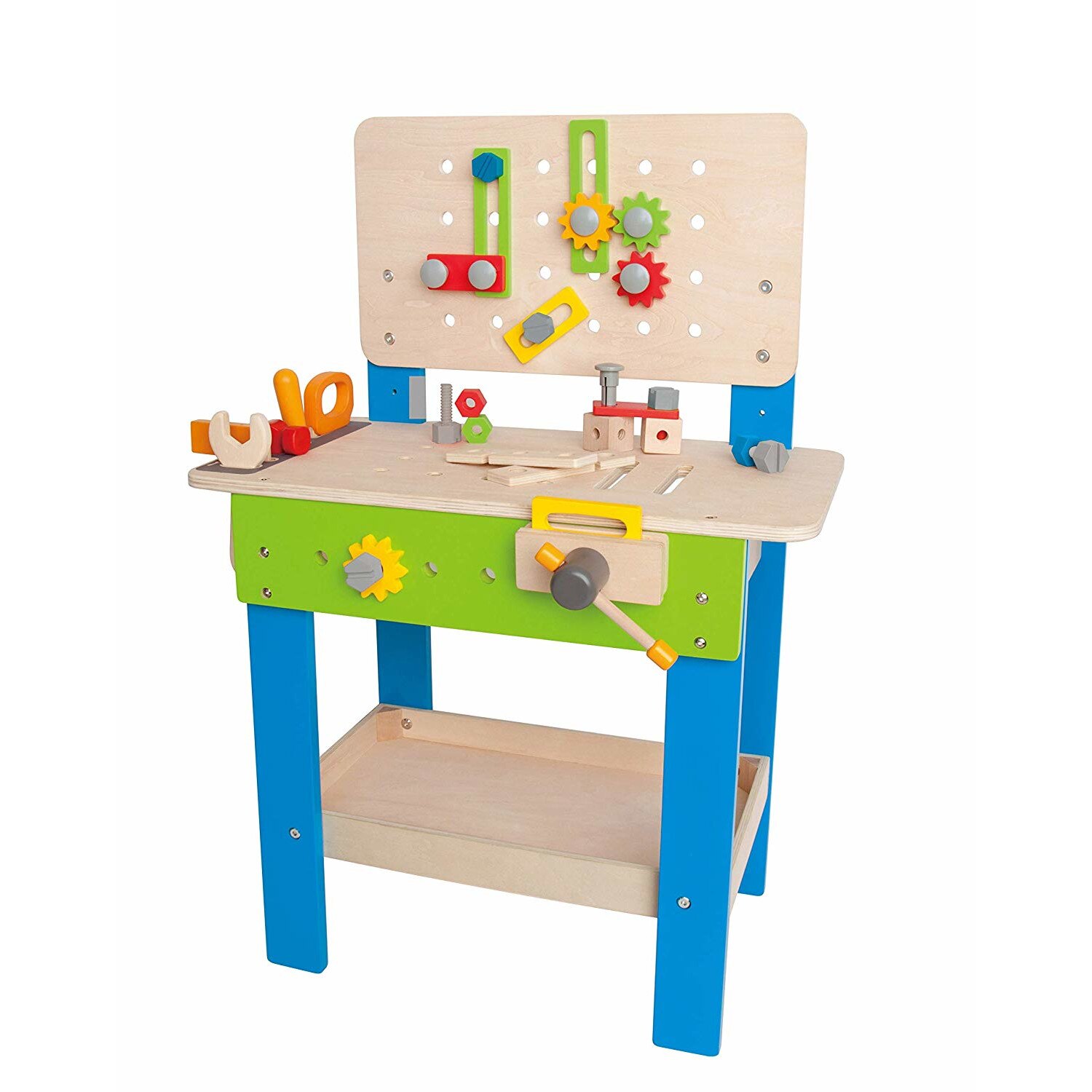 Banc de lucru din lemn Hape Master Workbench, +3 ani, scule si accesorii incluse, multicolor