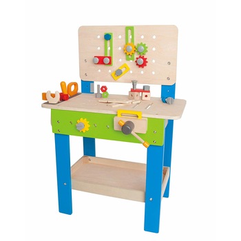 Banc de lucru din lemn Hape Master Workbench, +3 ani, scule si accesorii incluse, multicolor Banc de lucru din lemn Hape Master Workbench, +3 ani, scule si accesorii incluse, multicolor