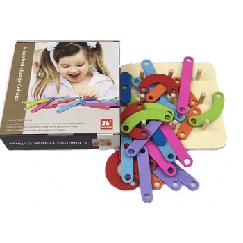 Set creativ din lemn, Colaj cu 100 de forme Set creativ din lemn, Colaj cu 100 de forme