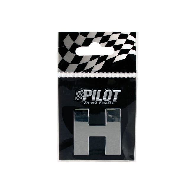 Ornament auto 3D, litera H, 28 mm, cromat