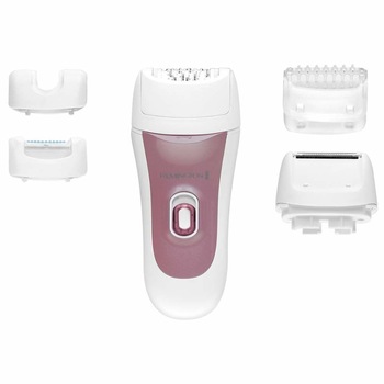 Epilator electric Remington 5 in 1 Smooth & Silky EP5 , 40 de pensete de 0.5mm , 5 accesorii aditionale , Cap lavabil , 2 setari de viteza , Maner anti-alunecare , Lumina de precizie , Alb/Roz Epilator electric Remington 5 in 1 Smooth & Silky EP5 , 40 de pensete de 0.5mm , 5 accesorii aditionale , Cap lavabil , 2 setari de viteza , Maner anti-alunecare , Lumina de precizie , Alb/Roz
