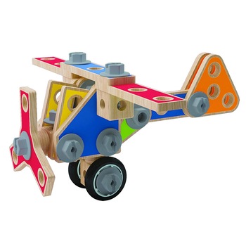 Set constructie Hape Master Builder Set, +3 ani, lemn si plastic, 62 piese, multicolor Set constructie Hape Master Builder Set, +3 ani, lemn si plastic, 62 piese, multicolor