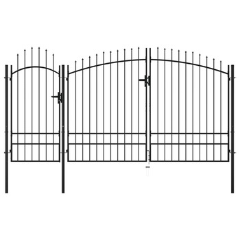 Poarta de gard de gradina, vidaXL, Otel, 2.45 x 4 m, Negru