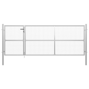Poarta de gradina, vidaXL, Otel, 350 x 125 cm, Argintiu Poarta de gradina, vidaXL, Otel, 350 x 125 cm, Argintiu