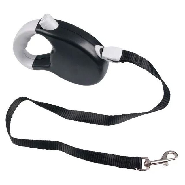 Lesa retractabila automata pentru caini, Felis, 2.5 m, Gri/Negru