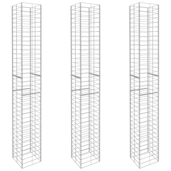 vidaXL 3 darab horganyzott acél gabion kosár 25 x 25 x 197 cm 16.8 kg