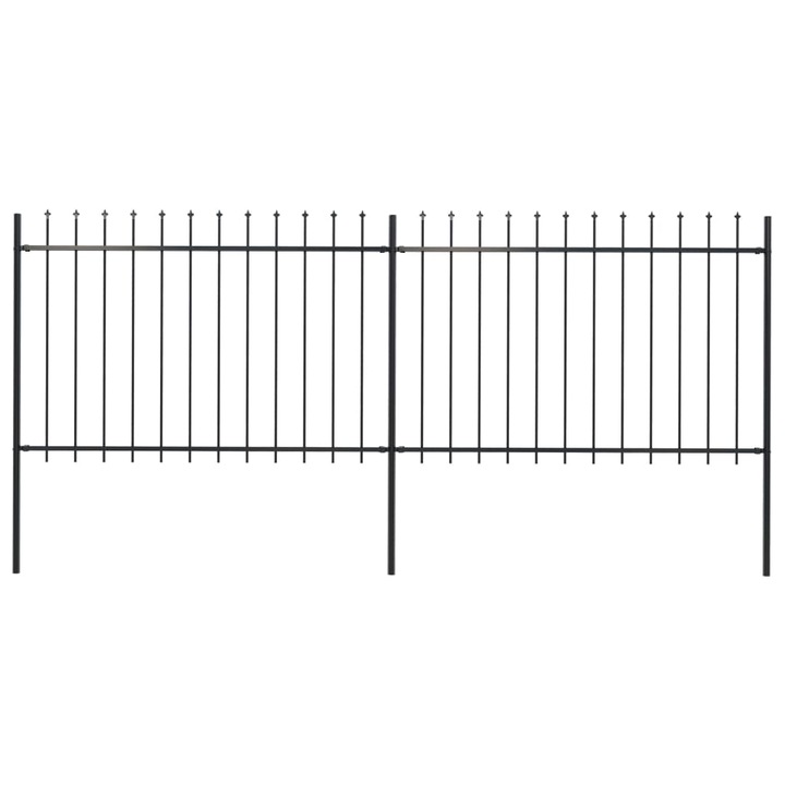Gard de gradina cu varf sulita vidaXL, negru, 3,4 m, otel 6.88 kg 277621