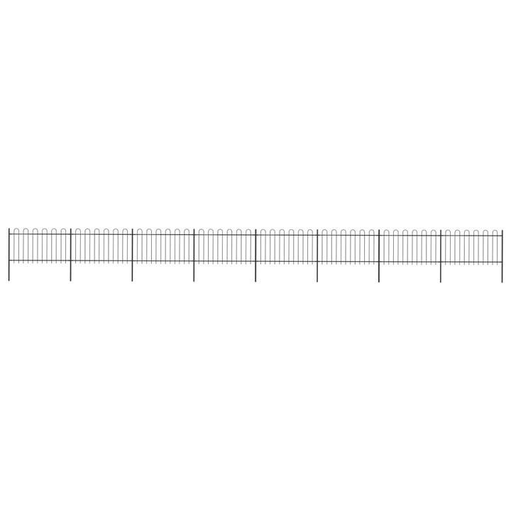Gard de gradina cu varf curbat vidaXL, negru, 13,6 m, otel 6.22 kg 277663