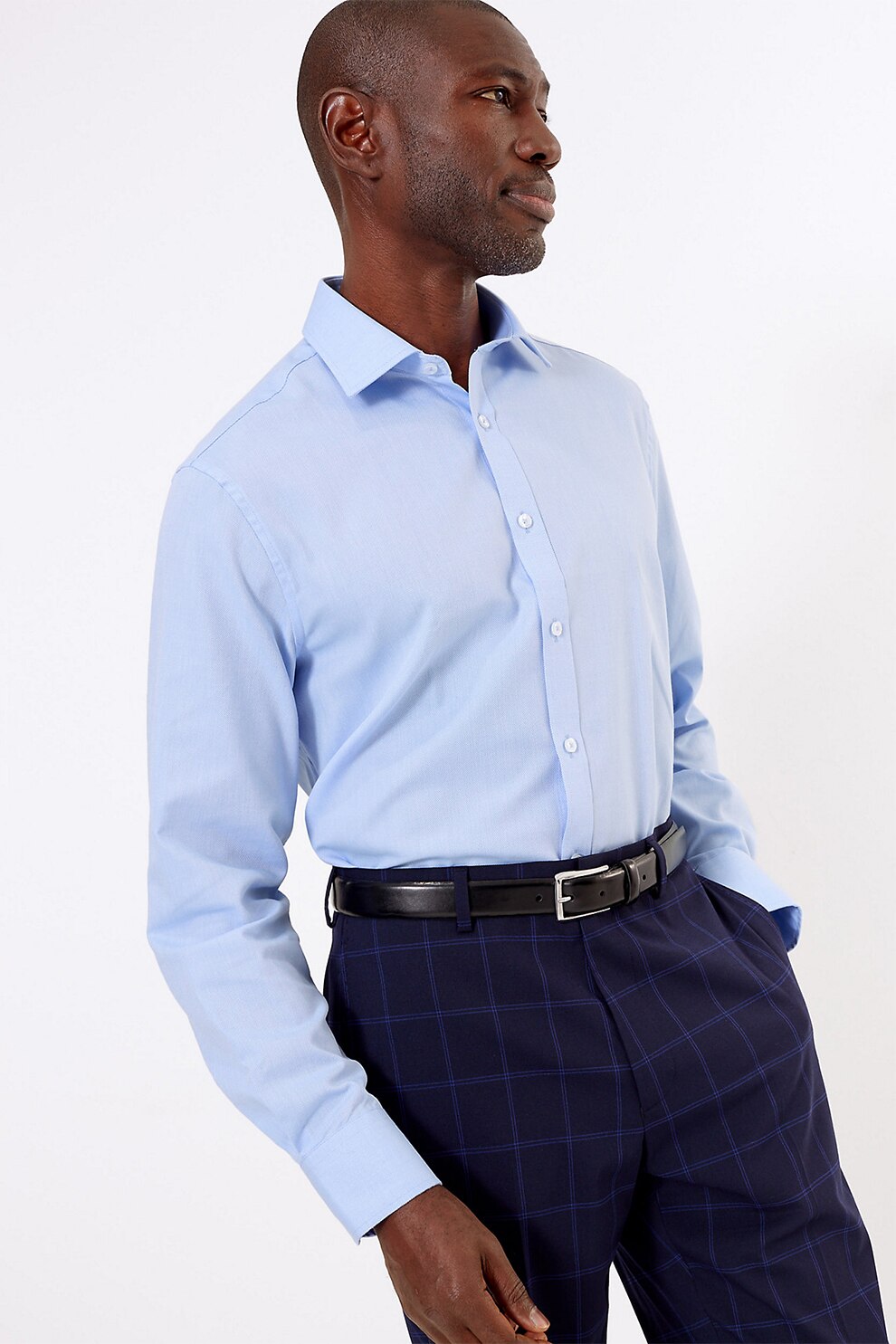 Marks & Spencer, Camasa cu maneca lunga si guler clasic, Albastru deschis