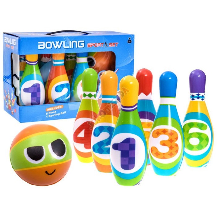 Színes tekebábú és golyó